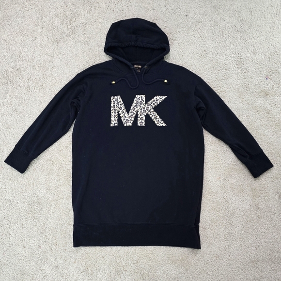 Michael Kors Dresses & Skirts - Michael Kors Black Hoodie Dress Long Sleeve Sweatshirt Knee Length Size Large
